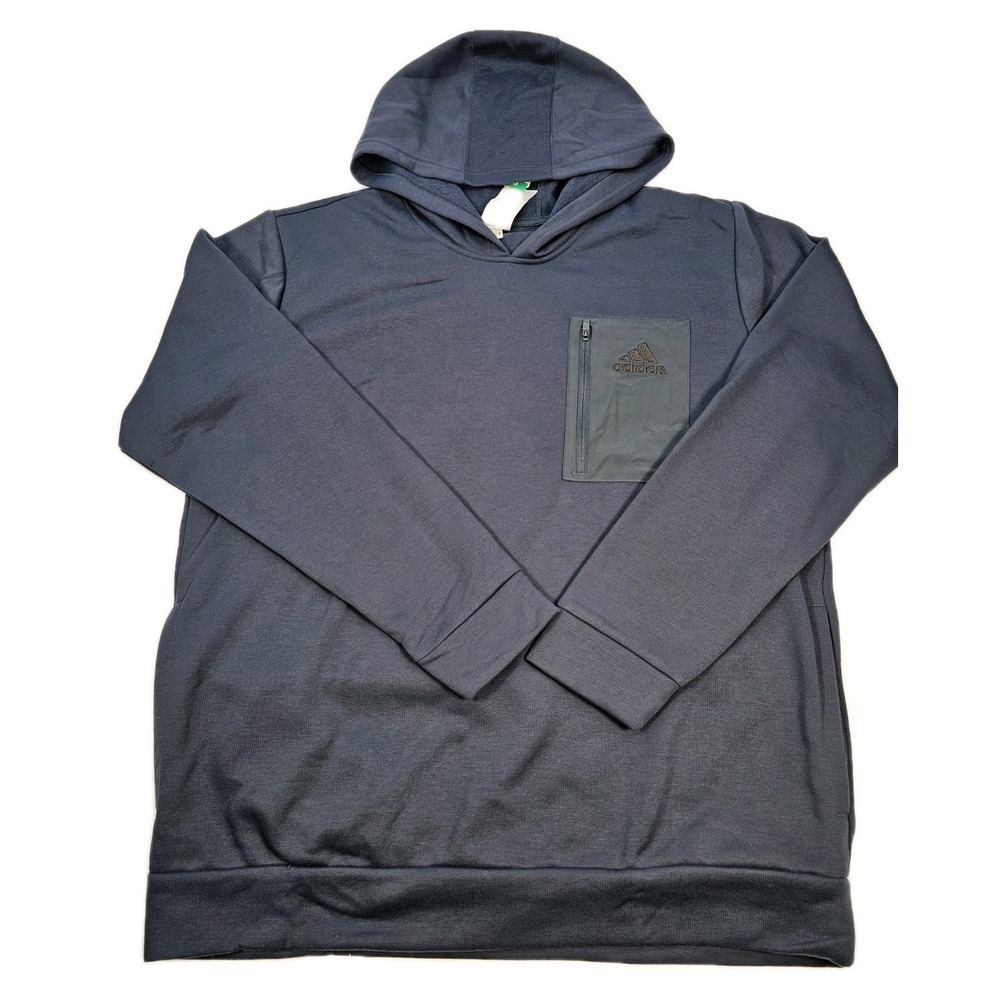 Adidas Mens M Pocket Hoodie Aurink Navy Blue Pullover Sweatshirt XL JG8147